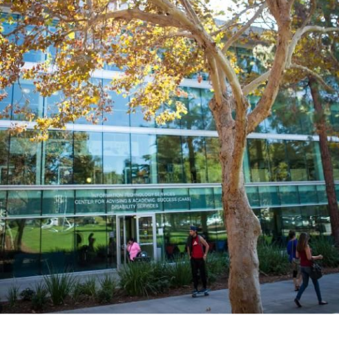 Students walking across quad
